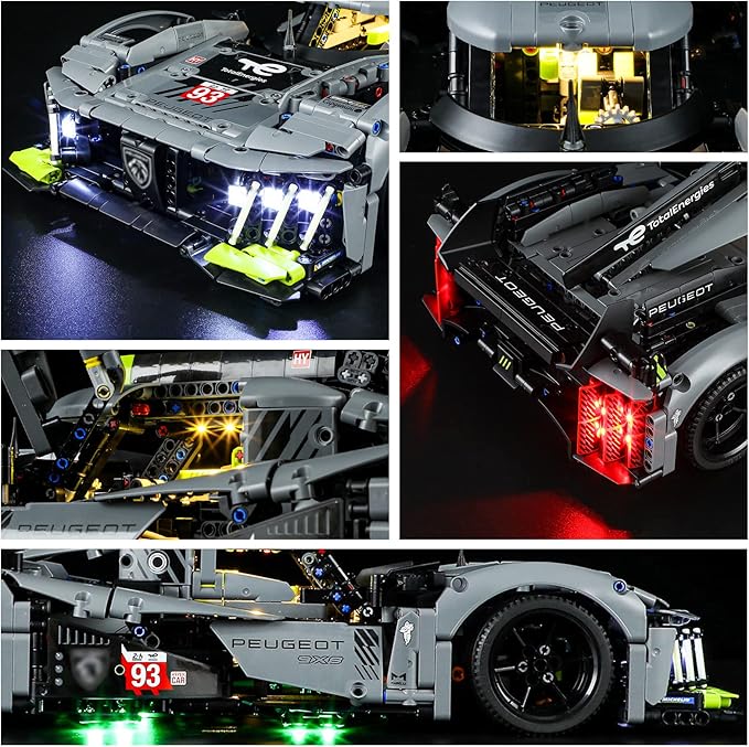 YEABRICKS LED Light for Lego-42156 Technic Peugeot 9X8 24H Le Mans Hybrid Hypercar Building Blocks Model (Lego Set NOT Included)
