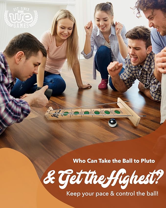 WE Games Shoot the Moon Game (10 Count) Large 18 inch Size Solid Natural Wood Retro Games for Adults Classic Table Top Board Game