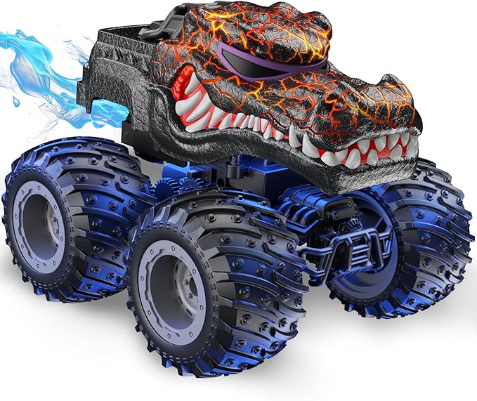 Remote Control Car 2.4GHz Monster Trucks Toys with Light Spray Birthday Gift for Kids 3 4 5 6 7 8 All Terrain RC Cars Toddler Toys for Boys Girls 3+ Year Old (Crocodile)
