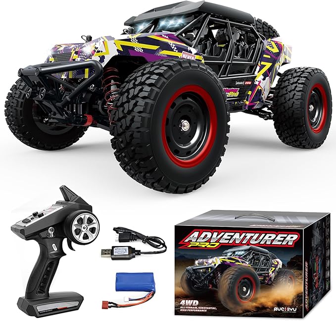 1/16 Brushless Fast RC Desert Car for Adults Top Speed 37mph Electric Off-Road RC Monster Trucks 4X4 Remote Control High Speed RC Car for Sand Land Hobby Toy Gifts SCY-16106PRO (Purple)