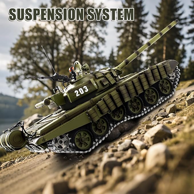 1/16 RC Tank Heng Long Soviet Union T-72 model Army Toy with Smoke Sound Light 2.4G Remote Control Tank That Shoot with Upgraded Metal Track Idler and Sprocket Wheel Steel Gearbox Two Batteries