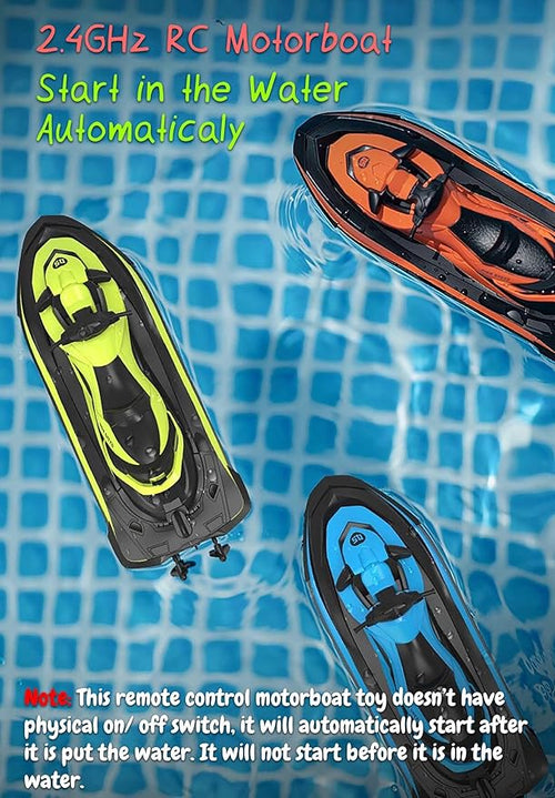 2.4 GHz RC Motorboat for Kids &amp Adults 10 km/h High-Speed Dual-Motor Electric Racing Jet Ski Toy 50 m Range 20 min Play Low-Battery Alarm Pool &amp Lake Ready (Orange)