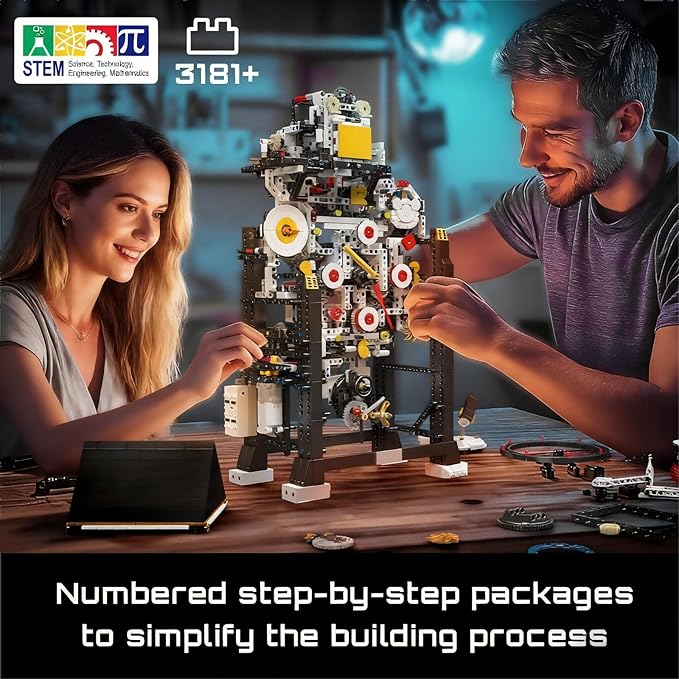 Mould King Cyberpunk Clock Building Set 3181+ Pcs Building Blocks Kits That Run with Chiming Bird &amp 4 Dials Electric Alarm Clock Model Kit with Motor Collectible Building Toys for Adults and Te
