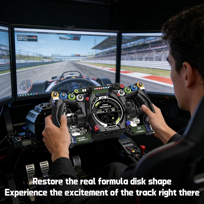 Racing Cars Steering Wheel Building Set Formula Simulator Driving Kit Compatibled with Lego Collection Model with Moving Parts &amp Phone Holder for Adults 14+ - 904PCS