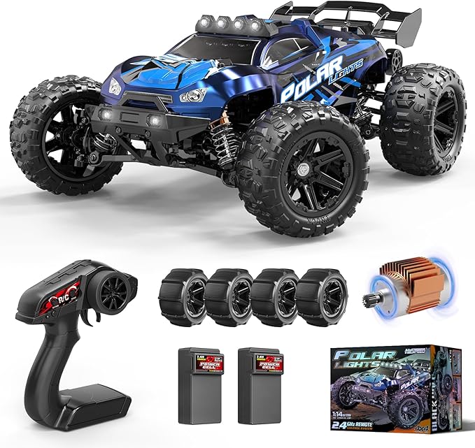 Rc Cars 1:14 All Terrain RC Car for Adults &amp Boys 4WD Off-Road RC Truck High Speed Fast 40+ KPH 4X4 Waterproof Remote Control Car with 2 Rechargeable 1300 mAh Batteries