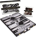 Premium Backgammon 11 Inches Small Black - Backgammon Sets for Adults and Kids - Leatherette Back Gammon Board Game Set - Travel Backgammon Set Board Encased with Accessories