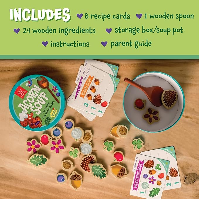 Peaceable Kingdom Acorn Soup Game - Educational Games for Toddlers Includes Instructions and Parent Guide - 2 Year Old and Up