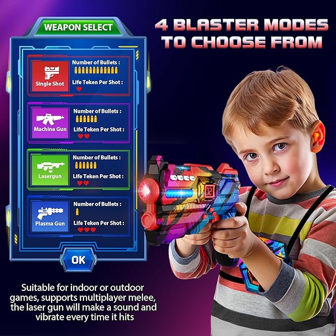 Laser Tag Guns Set of 4 Laser Tag Guns with Digital LED Score Display VestsGifts for Teens and Adults Boys &amp GirlsAdults and Family FunGift for Kids Ages 8 9 10 11 12+Year Old Boy