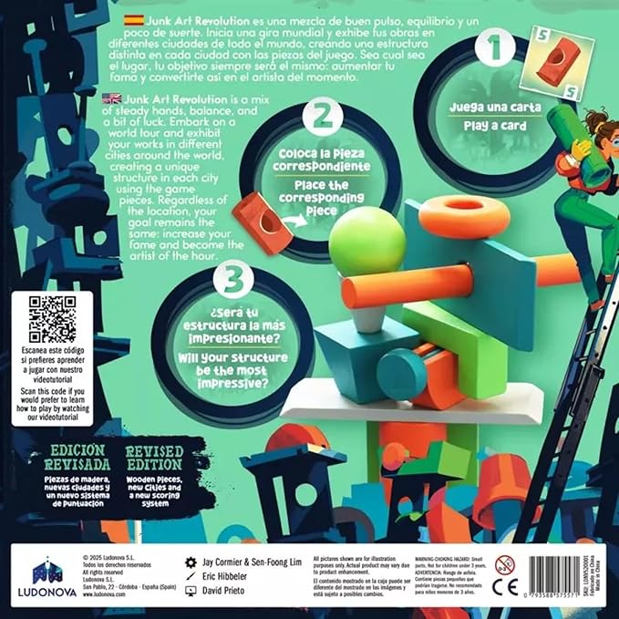 Junk Art Revolution Board Game - Build Wild Sculptures and Earn Fame Around The World in a Creative Dexterity &amp Balance Challenge for Kids &amp Adults Ages 8+ 2-6 Players 30 Minute Playtime