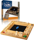 WE Games Wooden Shut the Box Game 4 Player - 10 Number Tiles &amp 8 Dice - Large 14-Inch Natural Wood Finish