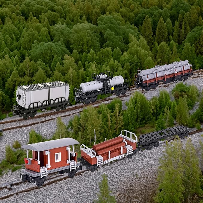 6IN1 City Freight Train Car Building Set DIY Toys for Teens and Adults Compatible with Lego 630 Building Accessory (Tanker Cart)