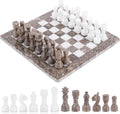 Radicaln Marble Chess Set 12 Inches Grey Oceanic and White Handmade Classic Strategy Board Game Ideal Chess Board &amp 32 Pieces for Adults