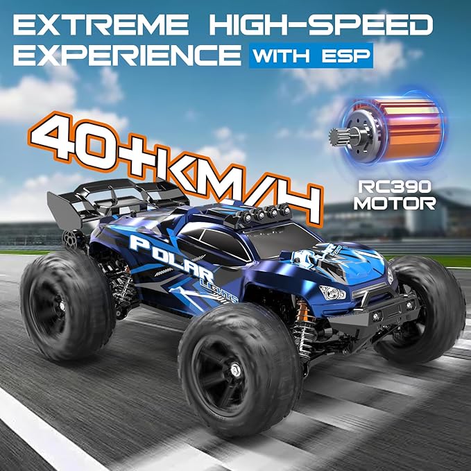 Rc Cars 1:14 All Terrain RC Car for Adults &amp Boys 4WD Off-Road RC Truck High Speed Fast 40+ KPH 4X4 Waterproof Remote Control Car with 2 Rechargeable 1300 mAh Batteries
