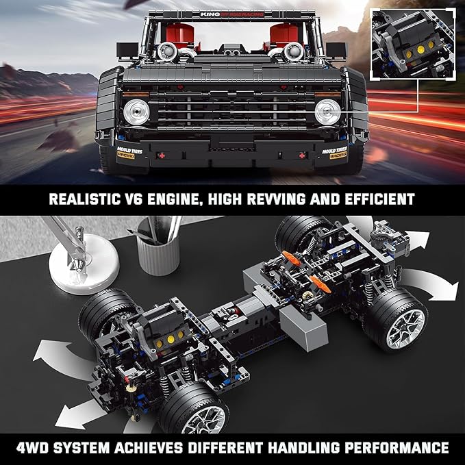 Mould King 13082 Pickup Truck Block Kits Model MOC Building Blocks Set to Build Gift for Age 14+/Adult Collections Enthusiasts(3695 Pieces with Motor/APP Remote Control)