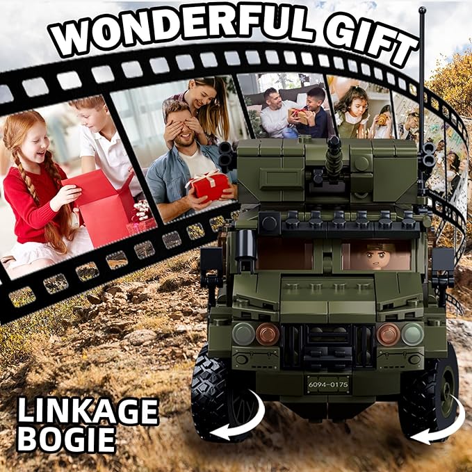 Sluban Military Vehicle Set Building Toy Army Car Military Off-Road Vehicle Model with 4 Soldier Minifigures Gifts for Boys Aged 6-12 Kids Girls Compatible with Lego Military Set 519 PCS