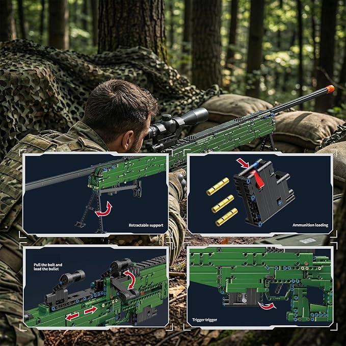 AWM Model Building Block Set 1400 Pcs Military Building Set Gift for Adults &amp Teens