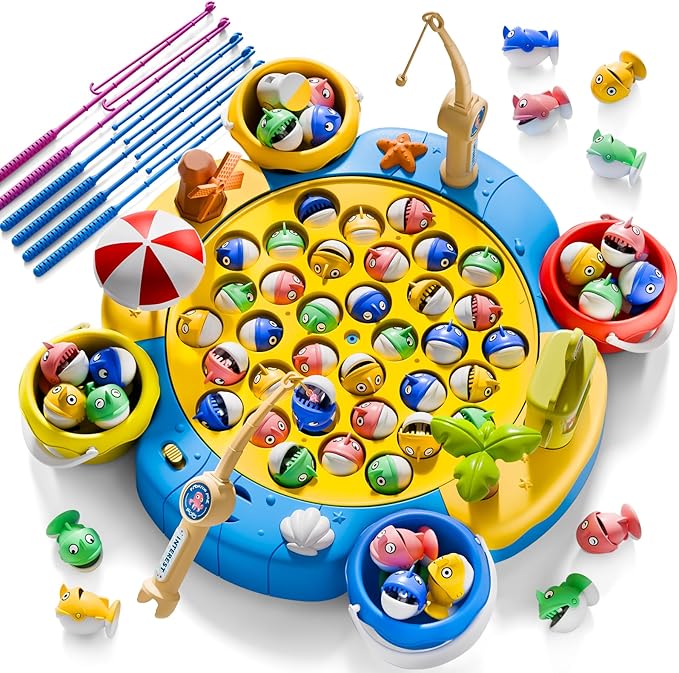 66 PCS Magnetic Fishing Game for Kids Toddlers 3-5 Board Game for Kids 4-6 1-8 Players Fishing Toys for Boys 3 4 5 6 7 8 Year Old with 360° Rotation Ideas Birthday Gifts for 3 4 5 6 7 8 Year Old
