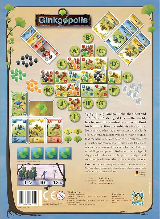 Ginkgopolis Board Game | Competitive Worker Placement Strategy Game for Adults and Kids | Ages 10+ | 1-5 Players | Average Playtime 45 Minutes | Made by Pearl Games