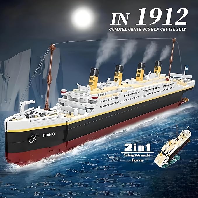 Titanic Model Kit -2022 Pieces Large Titanic Ship Building Blocks Set STEM Educational 3D Puzzle Toys Gifts for Kids and Adults Ideal Collectible Display Architecture for Home&amp Office Decor