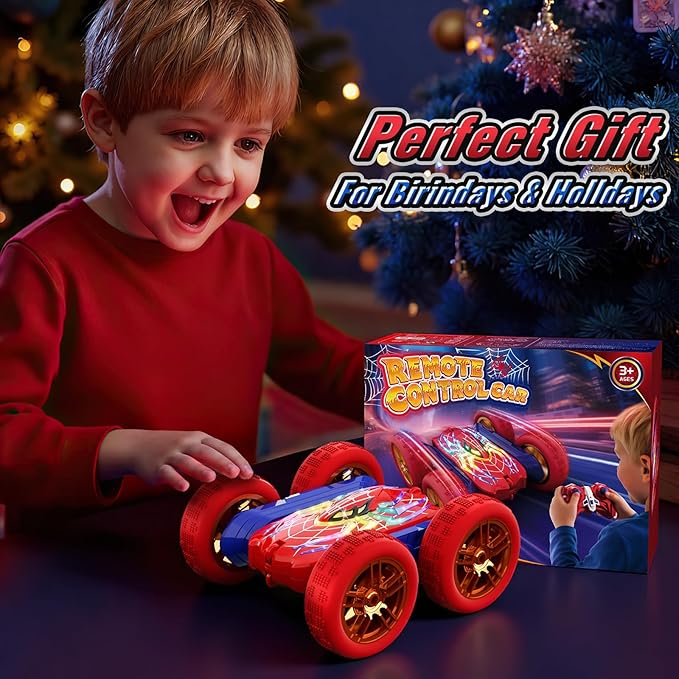 360°Flip Rc Cars Toys with Glowing Hero Eyes &amp Legs 2.4GHz Drift Stunt Remote Control Car 4WD &amp Double-Sided Race Car Birthday Gifts Toys for 3 4 5 6 7 8 9 10 11+ Year Old Boys Age 3-4 4-6