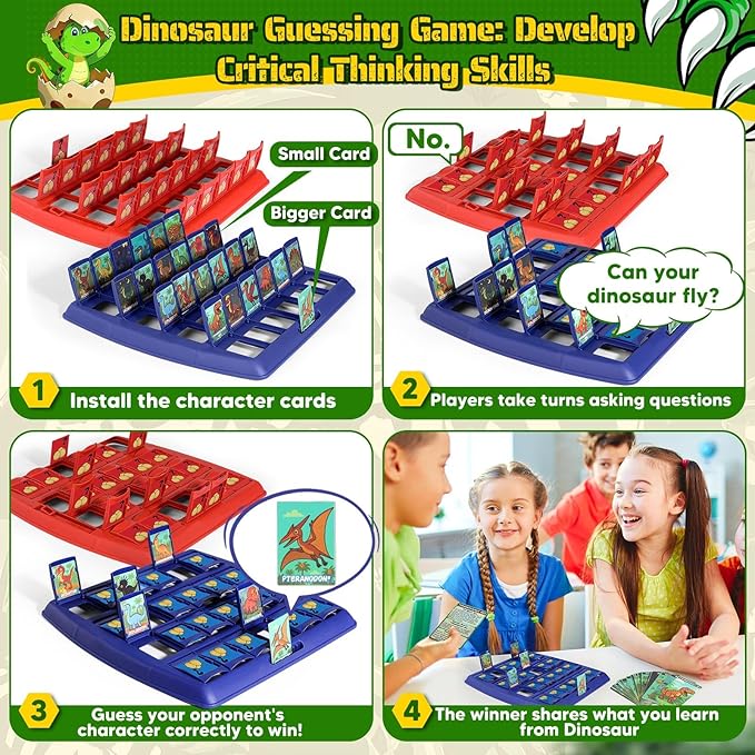 Garybank Guess Dinosaur Who Am I Games for Kids 24 Educational Dino Cards with Facts &amp Inspiration Dinosaur Learning Toys for Developing Critical Thinking and Speech Therapy Age 6 and Up
