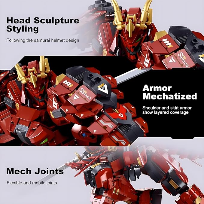 HIGH GODO Samurai Mech Warrior Model Building Sets Double Swords Robot Building Blocks Toy Set 923 Pieces Creative Collectible Gift for Adults Man Teens 14+