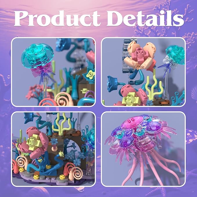 Enchanted Jellyfish Building Kit with Halloween &amp Christmas Festive Vibes 526 Pcs Underwater Creature Building Blocks Set