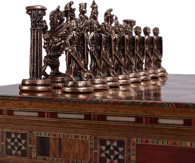 (Only 32 Pieces) Medieval British Army Antique Copper Metal Handmade Chess Pieces (Without Board)