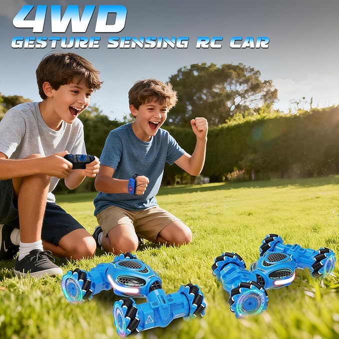 Gesture Sensing RC Stunt Car Remote Control 2.4GHz 4WD Hand Controlled Car Toys for Boys and Girls Ages 6-12 360° Rotating Drift RC Cars with Lights and Music Ideal Birthday and Xmas Gift