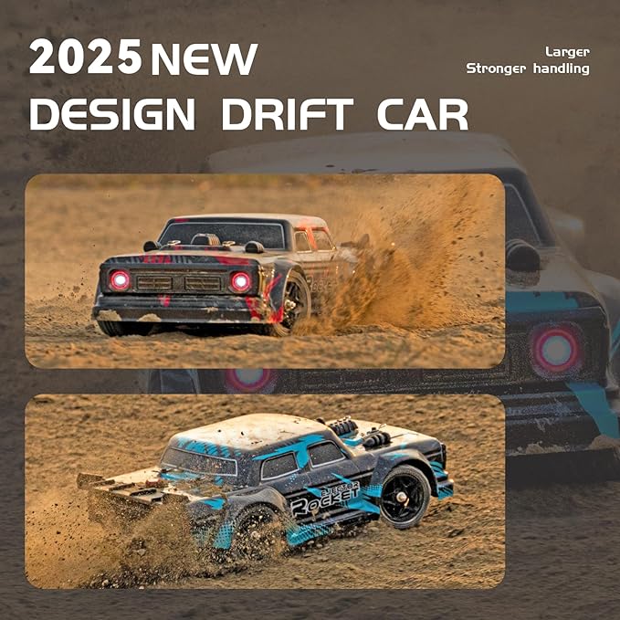 1/16 RC Drift Car 35KM/H 4WD High Speed Remote Control Car with 380 Motor Two Batteries &amp LED Light &amp Spray 2.4 GHz RC Car for Adults and Kids