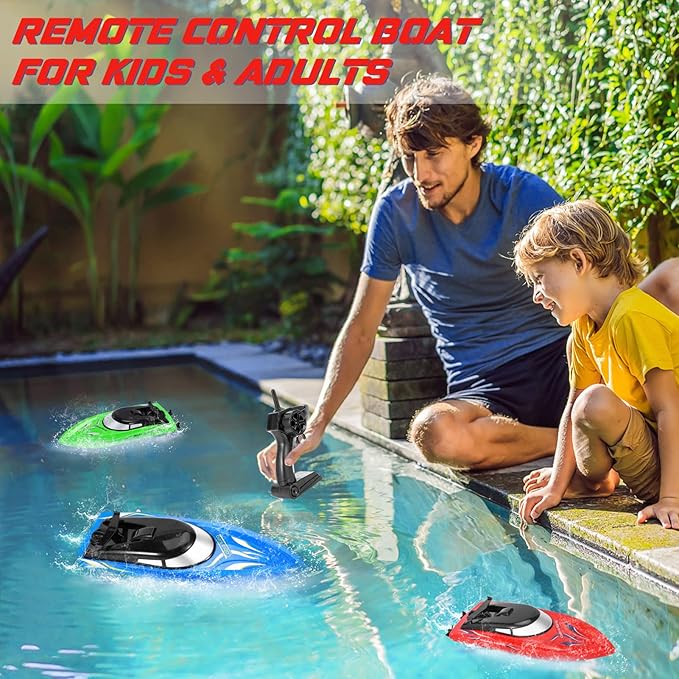 RC Boat 3PACK High Speed Remote Control Boat for Kids &amp Adults 10km/h 2.4G Boats for Pools and Lakes Rechargeable Battery Included