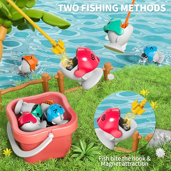 Magnetic Fishing Game for Kids Toddlers 3-5 70 pcs Fishing Toys for Kids Toddlers 3-5 Table Toys Board Game Birthday Gifts for 3 4 5 6 7 8 Years Old Kid Toddler