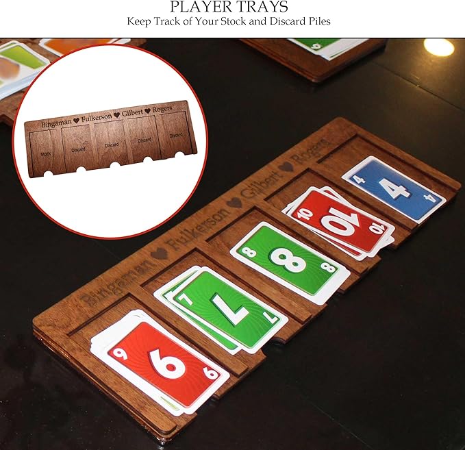 Personalized Compatible with SKIPBO Card Game Player Organizers - Compatible with SKIPBO Game Board - Personalized Compatible with SKIPBO Gameboard | 4 Player Trays