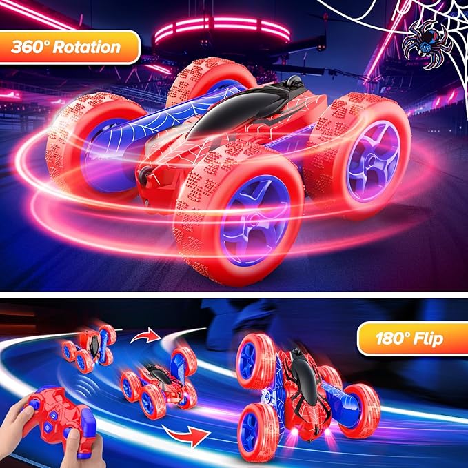Toys for Boys 4-6360° Rotating 2.4GHz Fast Stunt Rechargeable 4WD Remote Control Car Boy Toys for Age 4-6 5-7 6-8Outdoor Toy RC Car Gifts for Birthday Chritmas Halloween Easter Boys Girls