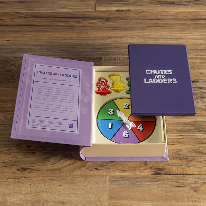WS Game Company Chutes and Ladders Vintage Bookshelf Edition Decorative Library Case with Slipcover Nostalgic 1979 Design Family Board Games for Collectors &amp Kids Ages 3+