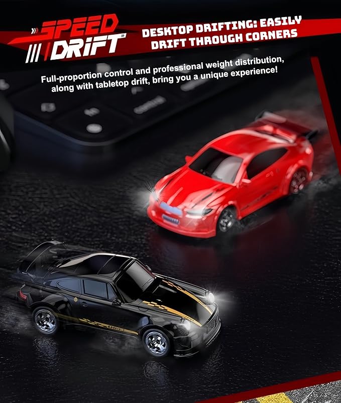 Yxathoyi1:64Mini Remote Drift Car2026New2.4GHz Four Wheel Drive High Speed RC Car with LED LightsFull Scale Desktop Micro Sports Drift RacingSuitable for Adults Adolescents Model Toys (Pink)