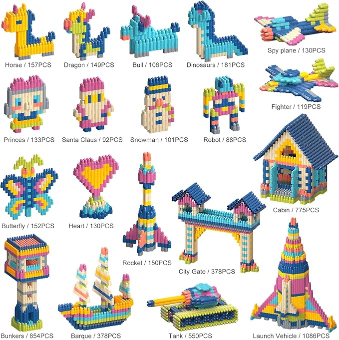 Tigerhu Kids 1120pcs Building Blocks Set Educational STEM Building Toy Construction Block Toys Set Learning Playset Kit for Boys Girls Child Brain Development Preschool Kindergarten Toy Age 3+