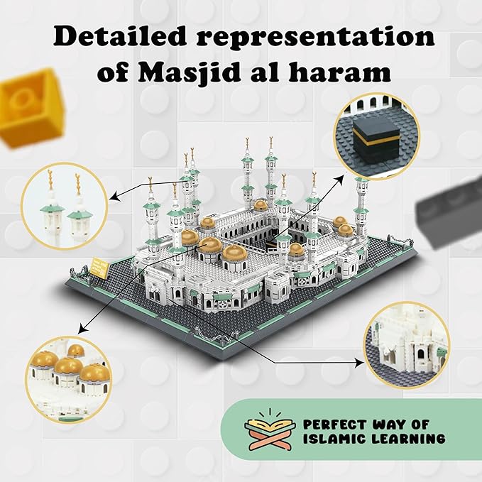 Masjid Al Haram Building Blocks Set - Great Mosque of Mecca Architecture Model Kit 2000+ PCS - Islamic Mosque Educational Construction Toy for Kids &amp Adults - Muslim Eid Ramadan Hajj &amp Umrah