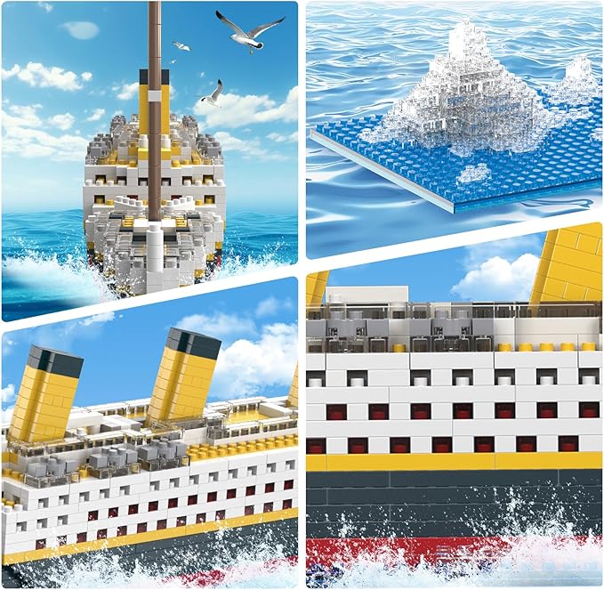 Titanic Micro Mini Building Set1878 Pieces Big Ship Model Building ToysDIY Educational Toys 3D Puzzle KitSTEM Ship Creative Project Model Building Set Birthday for AdultsKids