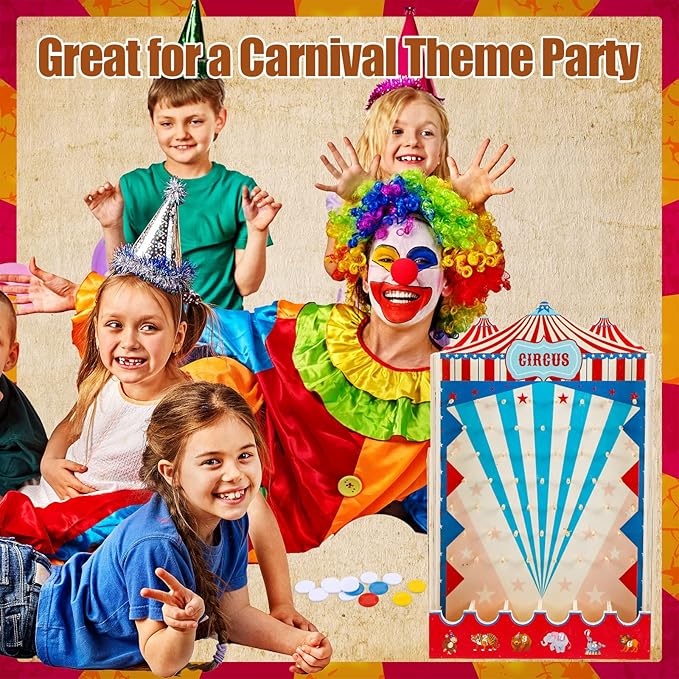 Fulmoon Disk Drop Game with 8 Disks Halloween Carnival Circus Theme Christmas Party Fun Wood Family Board Game for Birthday Party Decorations Supplies Activities(15.7 x 10 Inch)