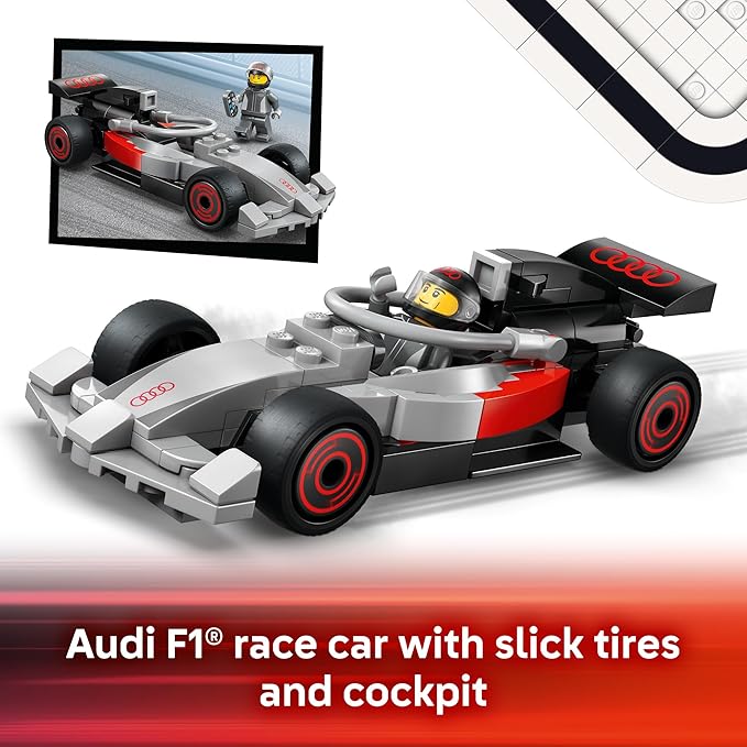 LEGO City F1 Display Truck with Audi F1 Race Car - Building Toy for Boys &amp Girls Ages 7+ - F1 Car Toy for Pretend Play - Gift for Birthdays - 60493