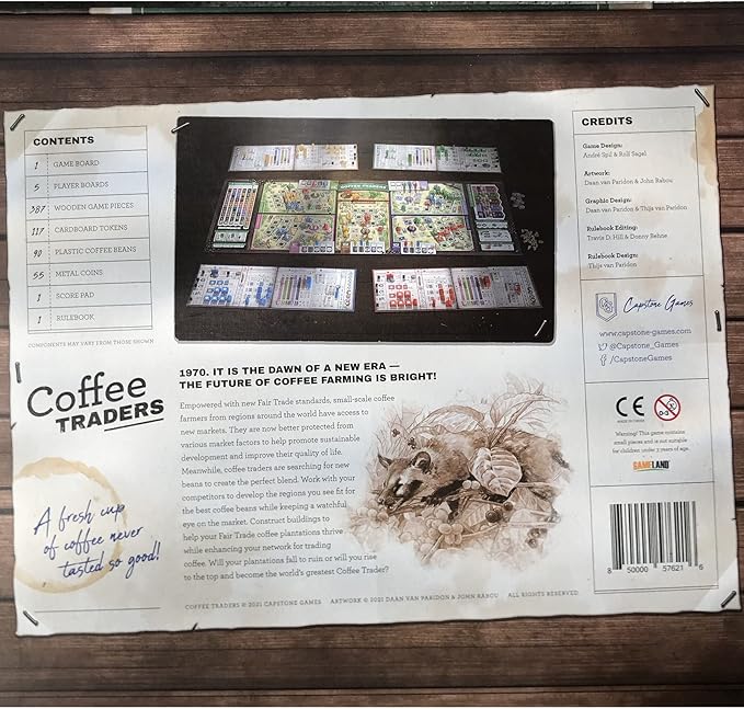 Capstone Games Coffee Traders Board Game for 3-5 Players - Economic Strategy and Trading Focused Euro Style Gameplay with Market Competition and Resource Management Depth | 120 Min Playtime | Ages 12+
