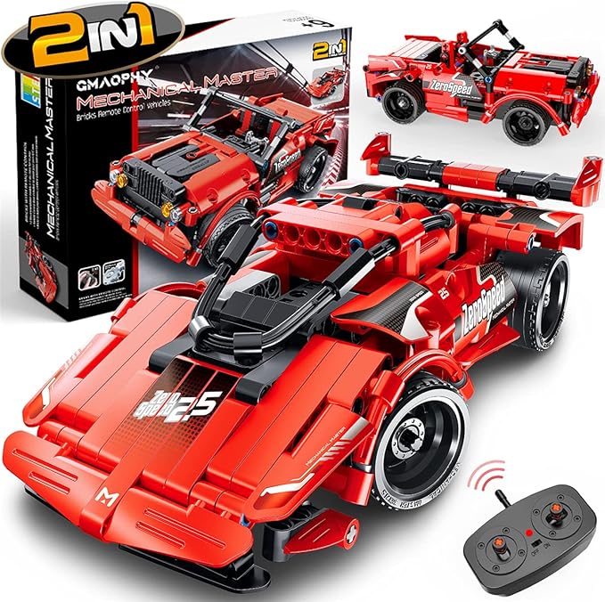 GMAOPHY STEM Building Toys for Kids Age 5 6 7 8 9 10 11 12 Years Old 2 in 1 Remote Control Racer Car Engineering Kits Early Learning Building Blocks Christmas Birthday Gift for Boys Girls Age 8-12