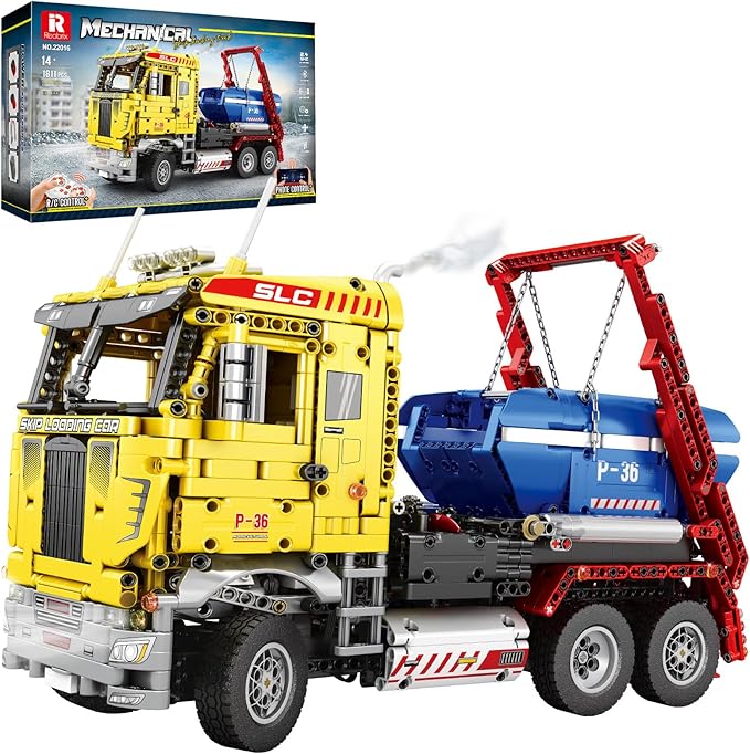 Reobrix Skip Loading Truck Building Blocks Set 22016 RC Dump Truck Model Kit for Adult Remote Control Technic Construction Vehicle Toys Gifts for Adult 14+