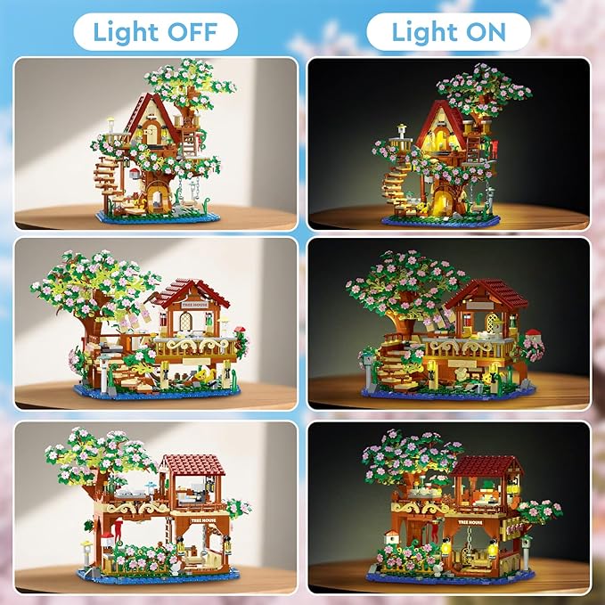 3 in 1 Cherry Blossom Treehouse Building Set Ideas Flower Tree House Set for Adults Collectible Creative Sakura Garden Toys Gifts for Teens 14+ (995 PCS)