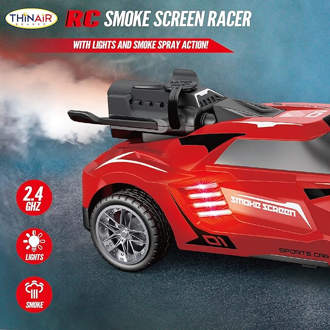 Nature Bound Remote Control Car Smoke Screen Racer 2.4 GHz RC Vehicle with Spraying Mist &amp Light for Kids Sport Racing Hobby Toy for Boys &amp Girls