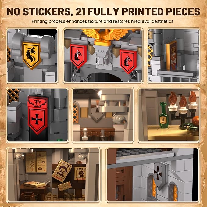 Building Block Sets Transformable Holy Spirit Sword Castle Building Toys with Dynamic Gear &amp Hidden Play 2484 Pcs Medieval Watchtower DIY Model Kit for Home Office Decor Gift for Collectors