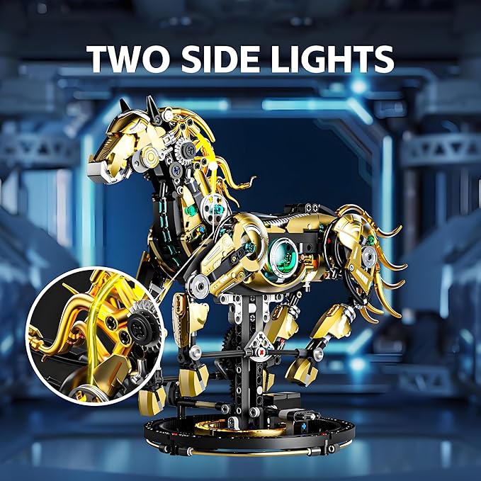 Mechanical Horse Building Block Set Build &amp Pose with Movable Legs – Engaging DIY Model Kit for Kids and Teens
