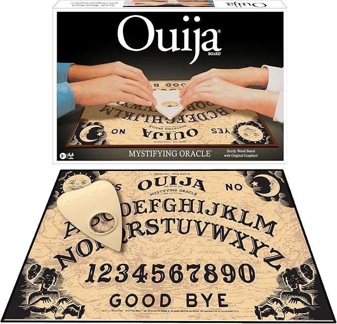 Classic Ouija with 1990s Artwork by Winning Moves Games Thick Wood Premium Quality Talking Spirit Board for 2 or More Players Ages 8 and Up (1175)