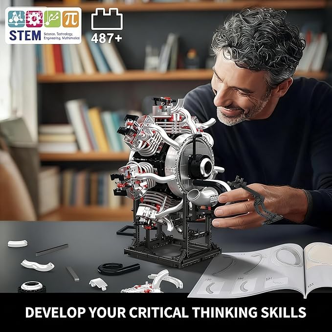 Mould King 10233 Radial Aviation Engine Building Blocks Sets Engine Model kit That Run Build Your Own STEM Model Engine Engine Building Engineering Toys (3089+PCS)
